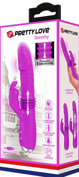 Pretty Love Dorothy Thrusting G Spot Rabbit Vibrator USB Telescopic Sex Toy