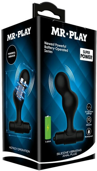 Silicone Anal Vibro Plug (Black)