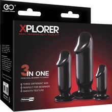 Load image into Gallery viewer, Xplorer Anal Training Butt Plug Kit 3-Pack Butt Plugs Black
