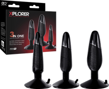 Load image into Gallery viewer, Xplorer Anal Training Butt Plug Kit (Ribbed) (Black)
