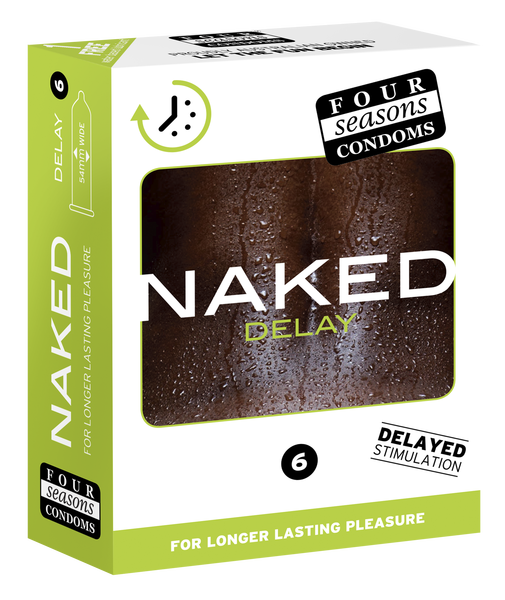 Four Seasons Naked Delay 6's Latex Male Condoms 54mm