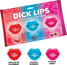 Load image into Gallery viewer, Dick Lips Gummy Cock Rings (3 Pack)
