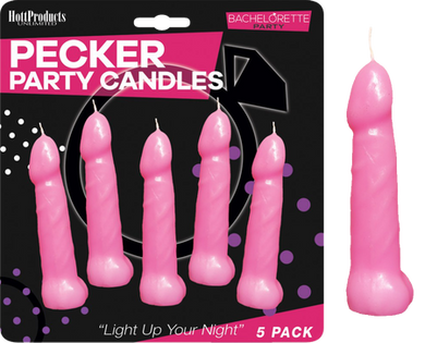 Bachelorette Pecker Party Pink Candles 5pk - LOVEBEE