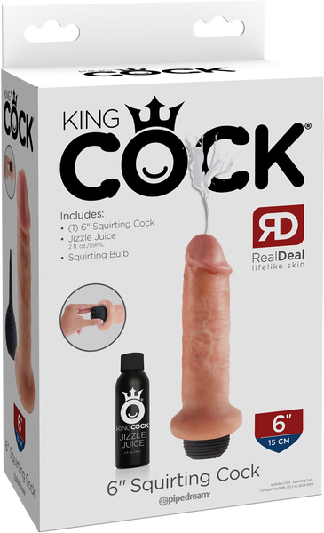 Pipedream King Cock 6'' Squirting Cock Dildo Ejaculating Dong (Flesh)
