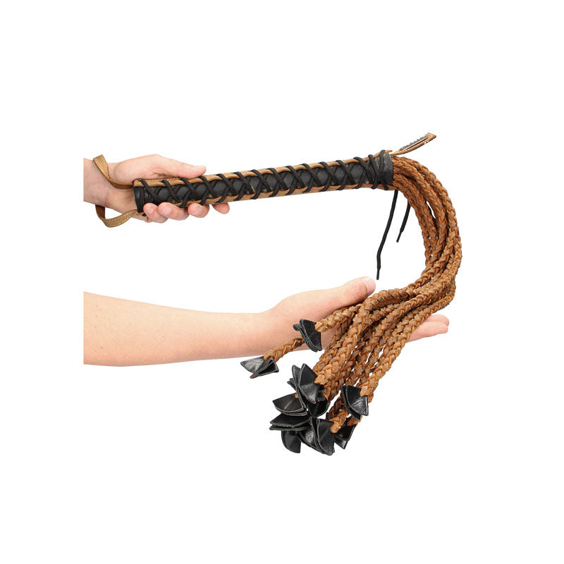 OUCH! Italian Leather 22 Inch Braided Tails & 12 Inch Handle