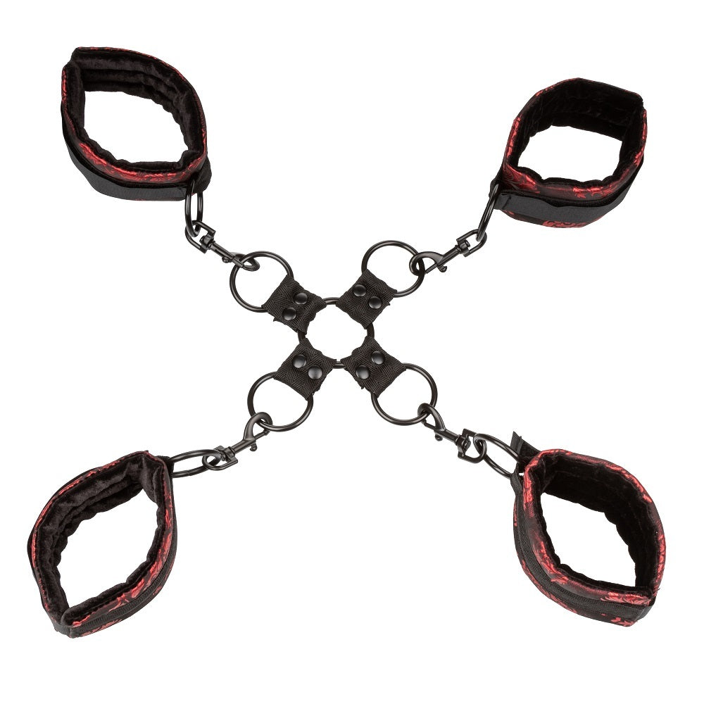 Calexotics Scandal Hog Tie Red & Black Restraints Wrist & Ankle Cuffs