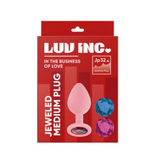 Load image into Gallery viewer, Jp32: JEWELED MEDIUM PLUG W/ 3 STONES - LIGHT PINK
