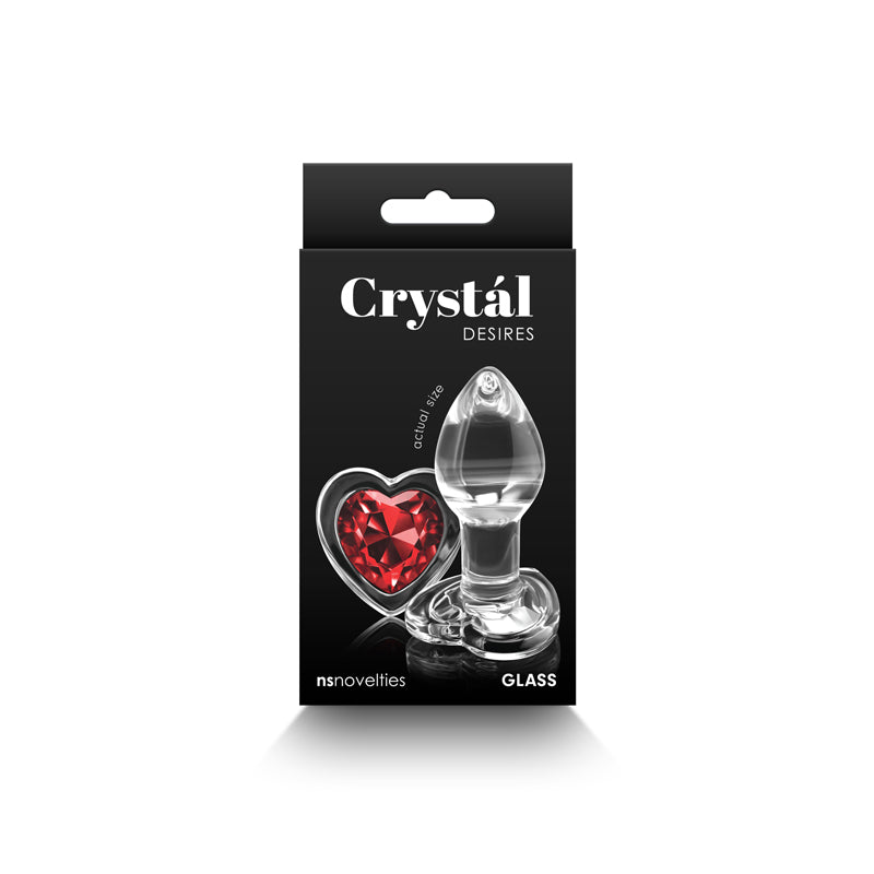 Crystal Desires Red Heart Glass Anal Plug Small