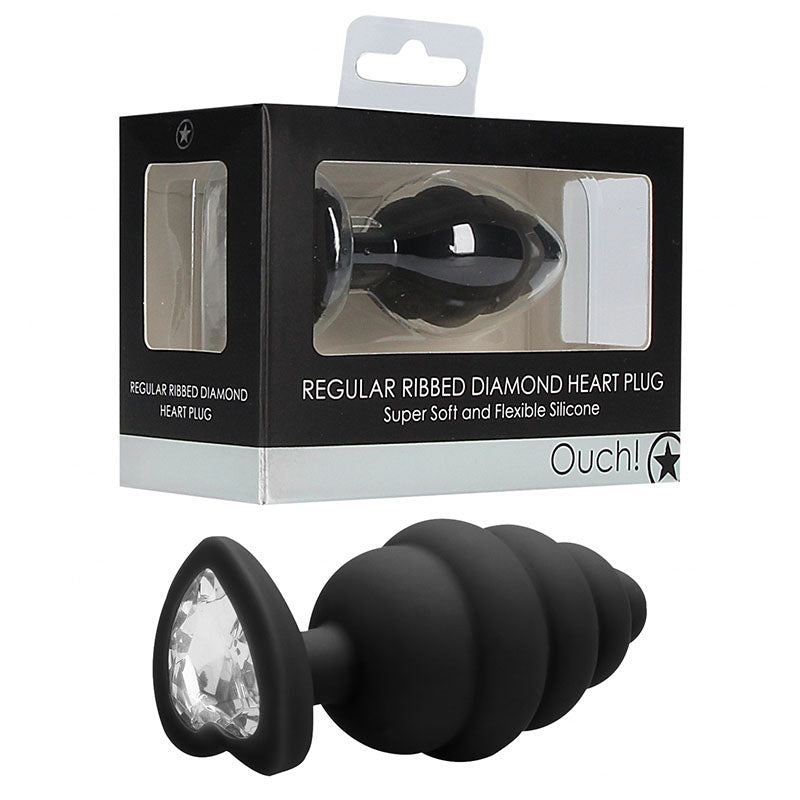 Ouch! Regular Ribbed Diamond Heart Plug