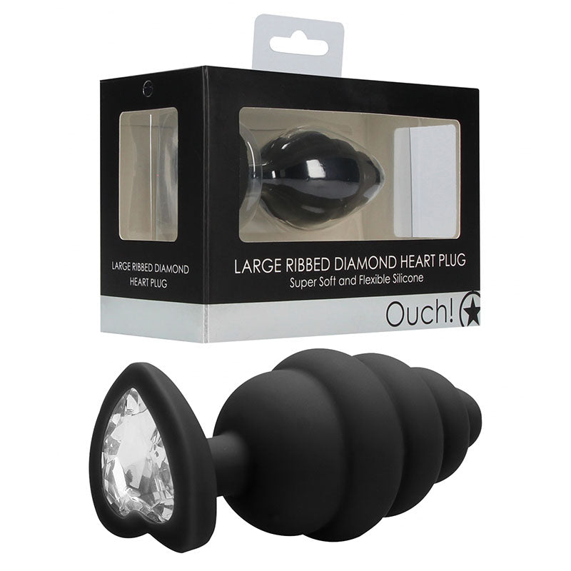 Ouch! Large Ribbed Diamond Heart Plug