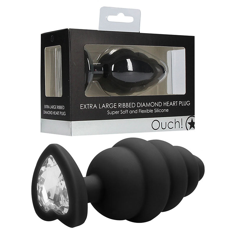 Ouch! Extra Large Ribbed Diamond Heart Plug
