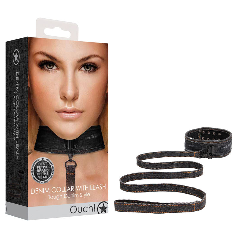Ouch! Denim Collar With Leash
