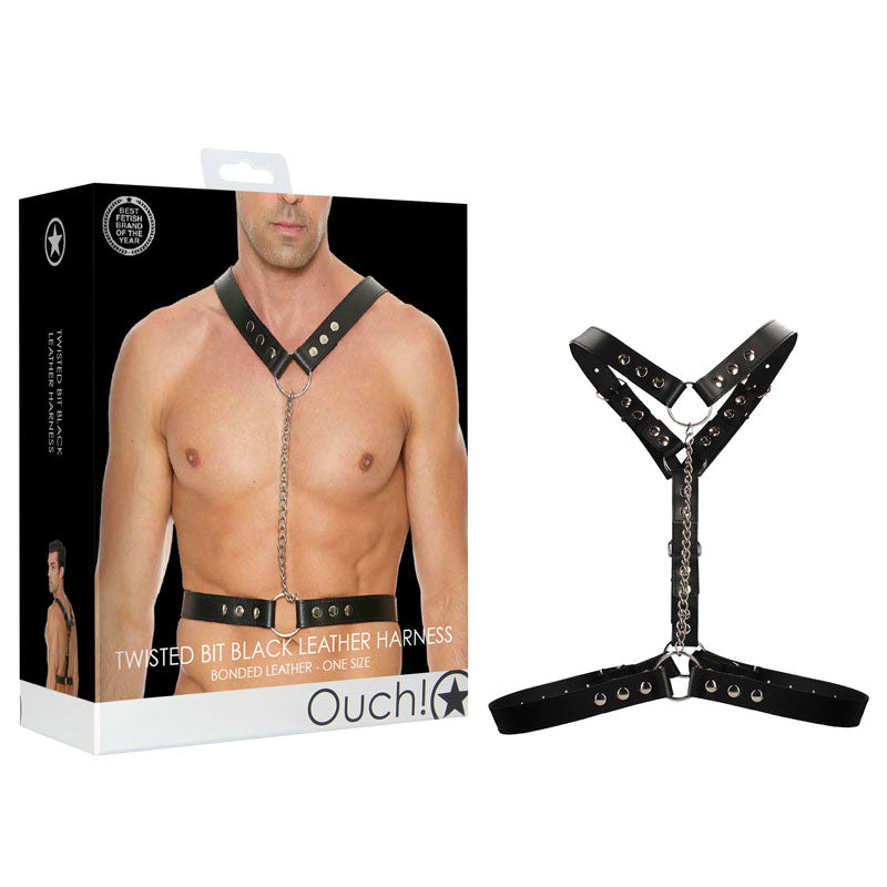 Ouch! Twisted Bit Black Leather Harness