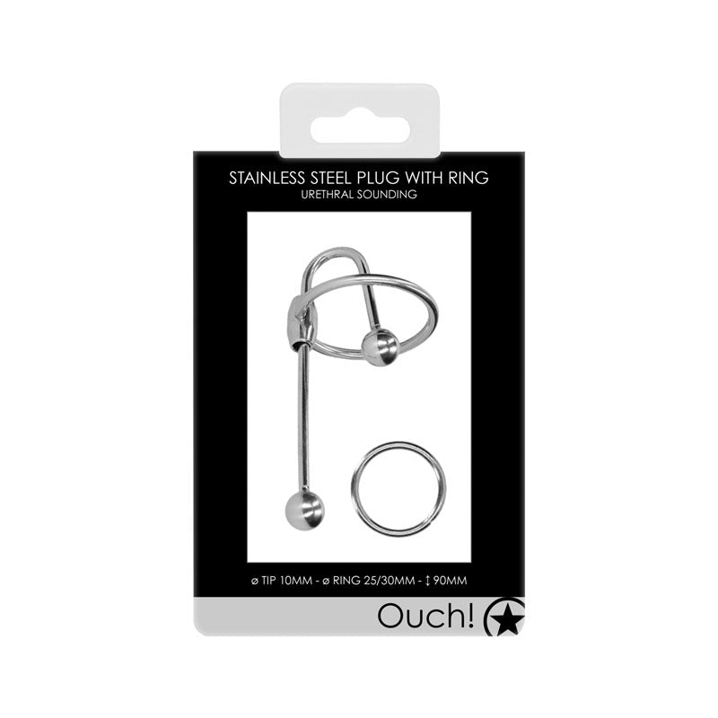 OUCH! Urethral Sounding - Metal Plug with Ring