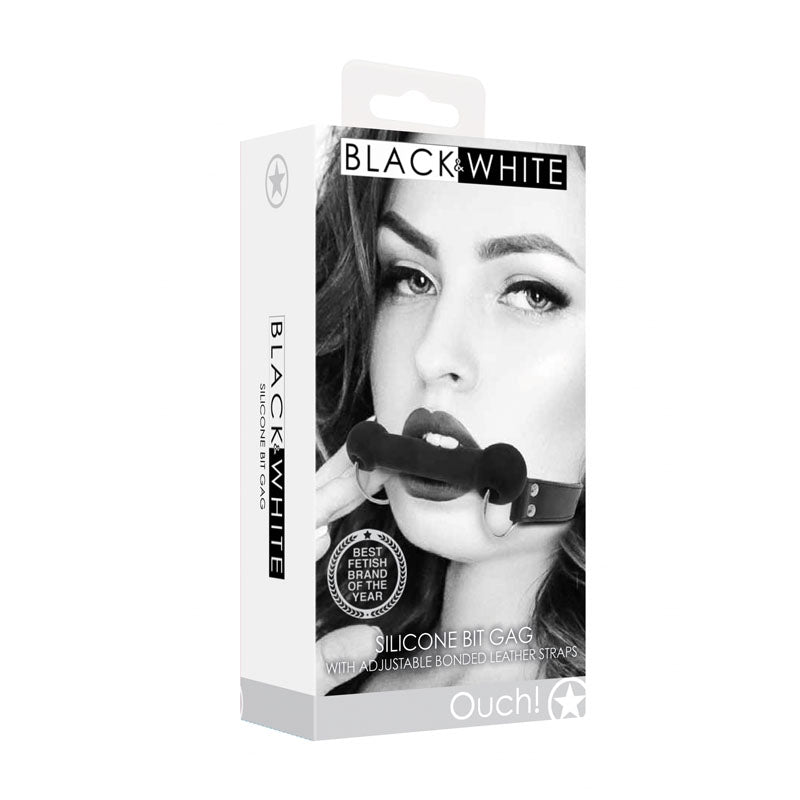 OUCH! Black & White Silicone Bit Gag With Adjustable Straps