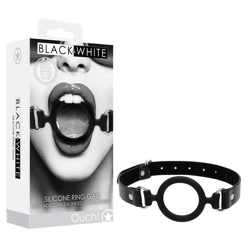 OUCH! Black & White Silicone Ring Gag
