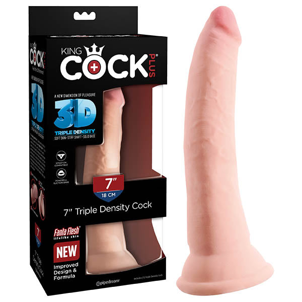 King Cock Plus 7'' Triple Density 3D Realistic Dildo Suction Cup Sex Toy