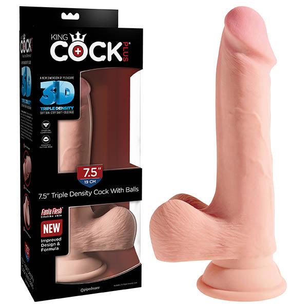 King Cock Plus 7.5'' Triple Density Realistic Dildo Balls Suction Cup Sex Toy