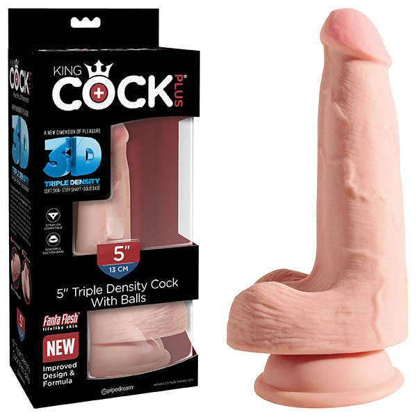 King Cock Plus 5'' Triple Density Realistic Dildo 3D Balls Suction Cup Sex Toy