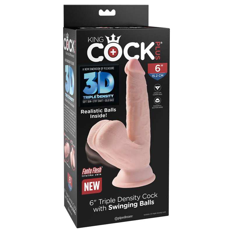 King Cock Plus 6'' 3D Cock with Swinging Balls