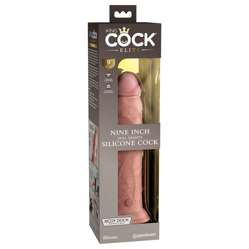 King Cock Elite 9'' Dual Density Cock Flesh Realistic Dildo Suction Sex Toy