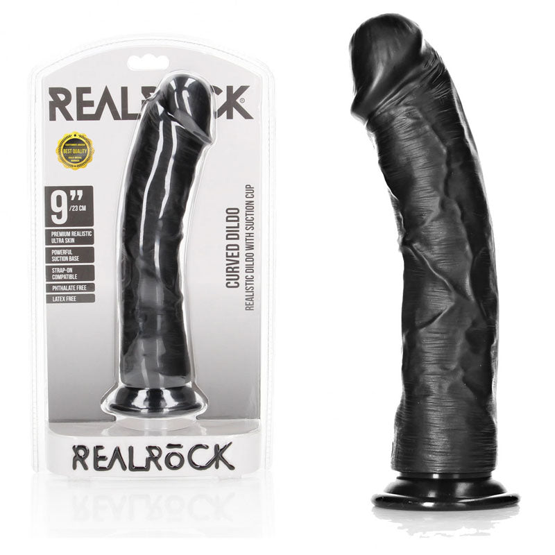 REALROCK Realistic Regular Curved Dildo with Suction Cup - 23 cm