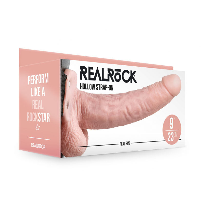 REALROCK Hollow Strapon with Balls - 23 cm Flesh