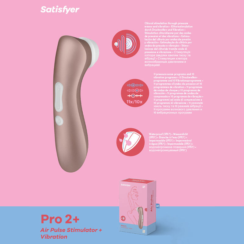 Satisfyer Pro 2+ Gen 2 Vibration Air Pulse Clitoral Stimulator Rose Gold